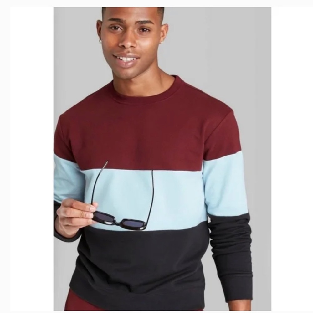 Original Use Colorblock Crewneck Sweatshirt Burgundy NWT